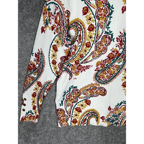 JM Collection Floral‎ Paisley Knit Ribbed Sweater Womens Medium Rayon Nylon - Picture 13 of 16